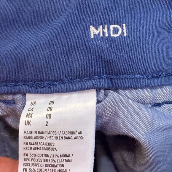 AMERICAN EAGLE BLUE TWILL MIDI SHORTS - Picture 6 of 6